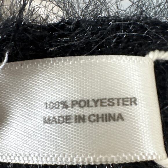 Fadivo Blanket Scarf Blue Black Cream Colorblock  Eyelash Fringe 80' x 13' NWT - Picture 4 of 5